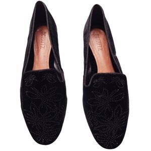Schutz Velour Floral Jeweled Loafers